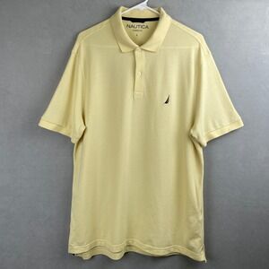 Nautica Men Classic Fit Short Sleeve Polo Shirt Pale Yellow Preppy Golf Cotton L